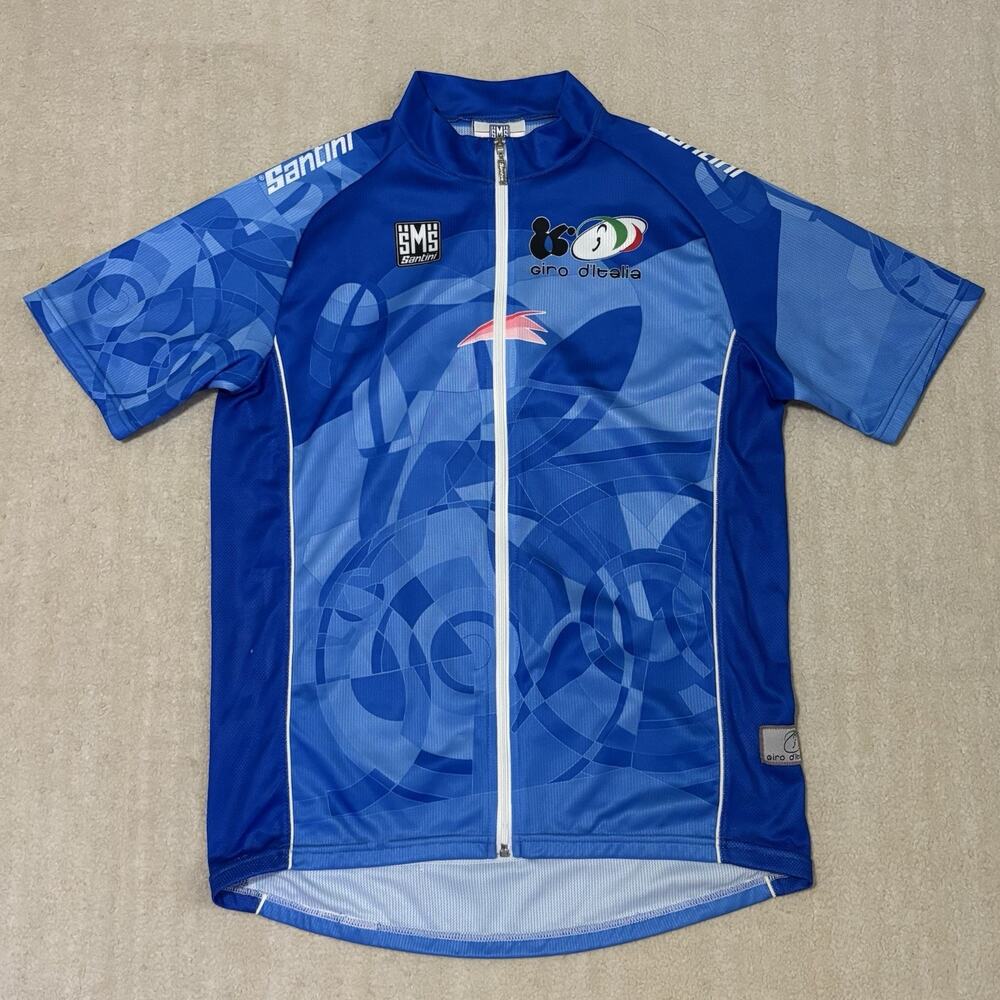 Santini SMS Giro D Italia Full Zip Cycling Jersey Men's 3XL 54 Blue